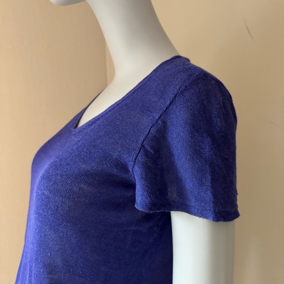 EILEEN FISHER 100% Organic Linen Tee Top Purple Blue Lightweight Summer Size PP - Picture 10 of 16